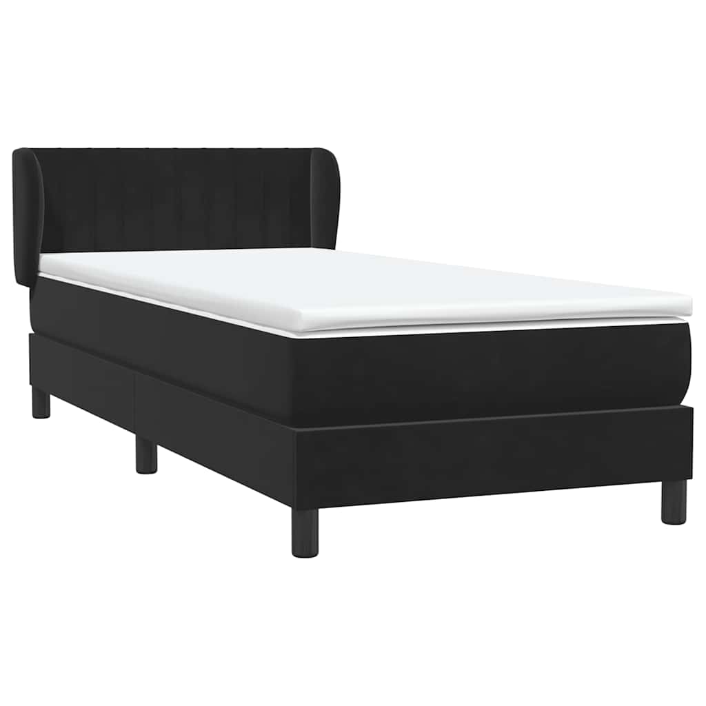 Sommier à lattes de lit avec matelas noir 100x220 cm velours - XIOS