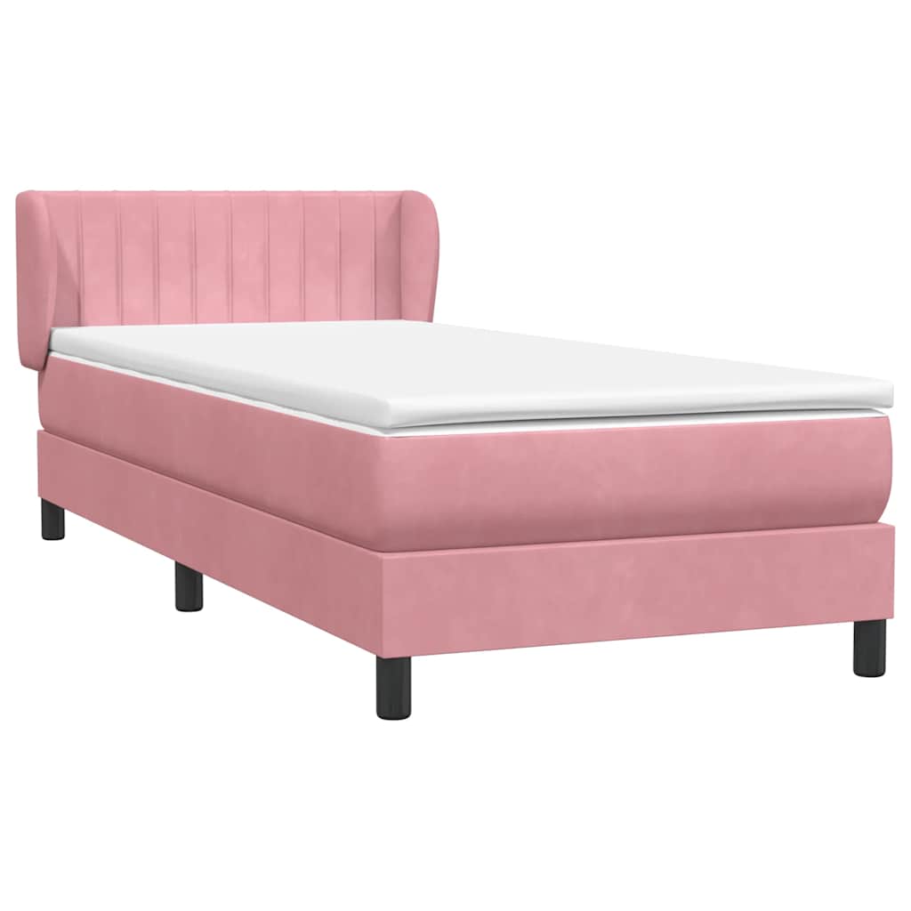 Sommier à lattes de lit avec matelas rose 100x220 cm velours - XIOS