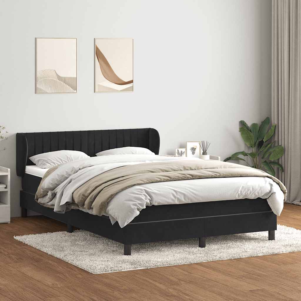 Sommier à lattes de lit avec matelas noir 140x220 cm velours - XIOS