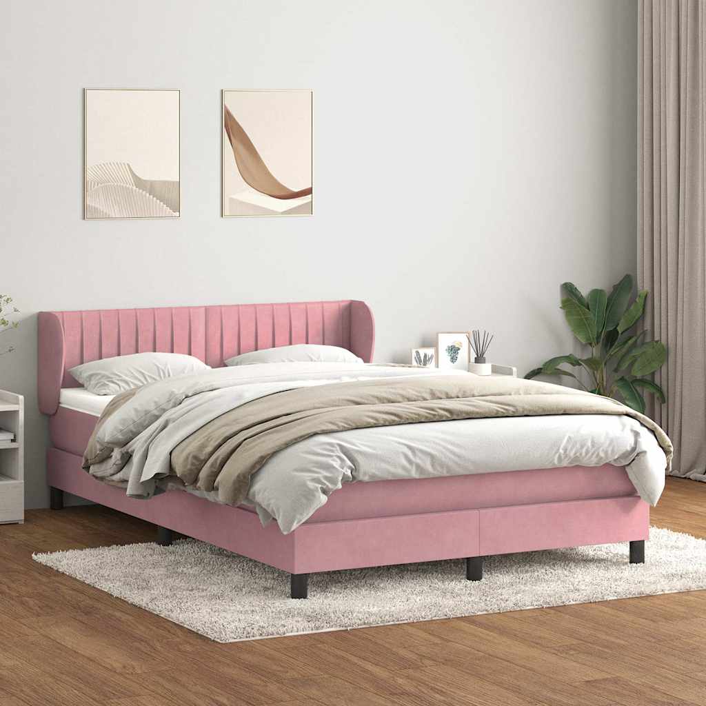 Sommier à lattes de lit avec matelas rose 160x220 cm velours - XIOS