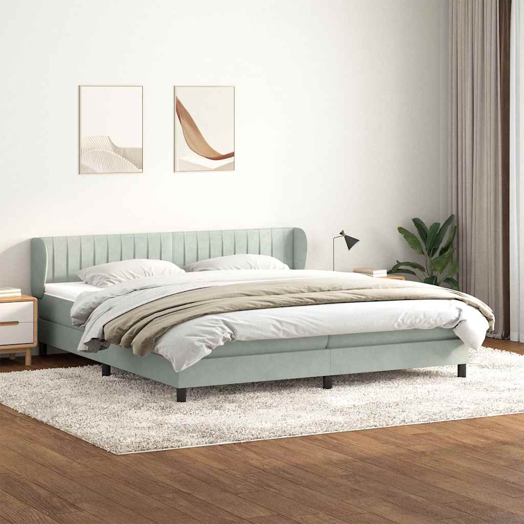 Sommier à lattes de lit et matelas gris clair 180x220cm velours - XIOS