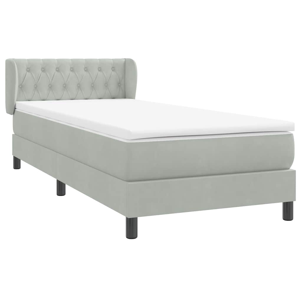 Sommier à lattes de lit et matelas gris clair 80x210 cm velours - XIOS
