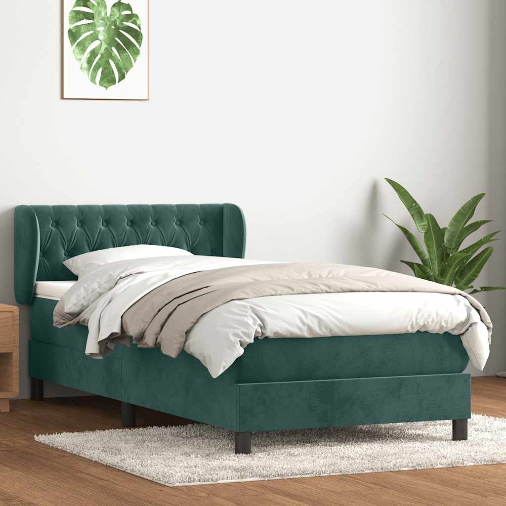 Sommier à lattes de lit et matelas vert foncé 100x210cm velours - XIOS