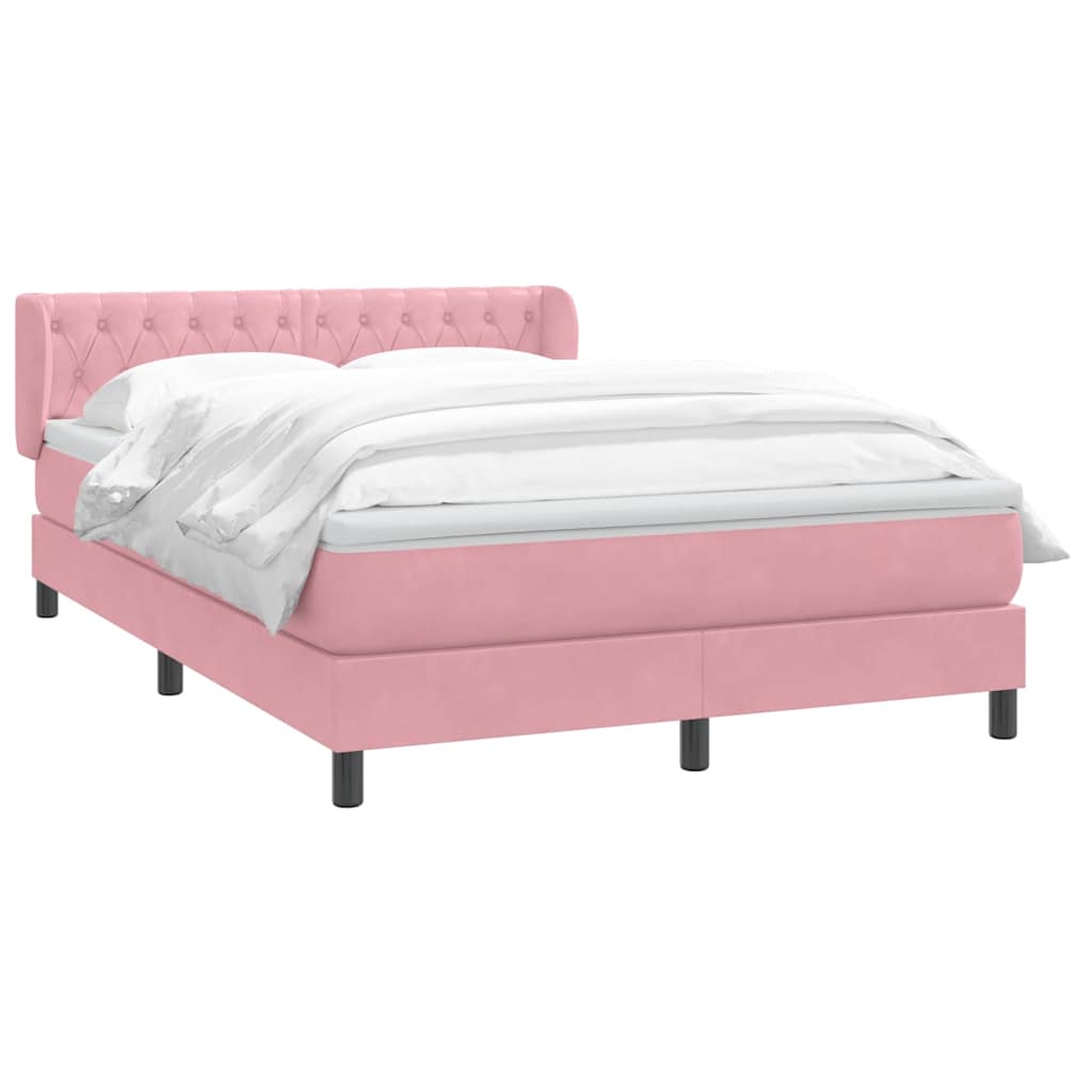 Sommier à lattes de lit avec matelas rose 160x210 cm velours - XIOS