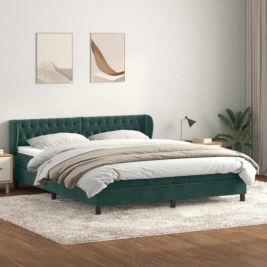 Sommier à lattes de lit et matelas vert foncé 180x210cm velours - XIOS
