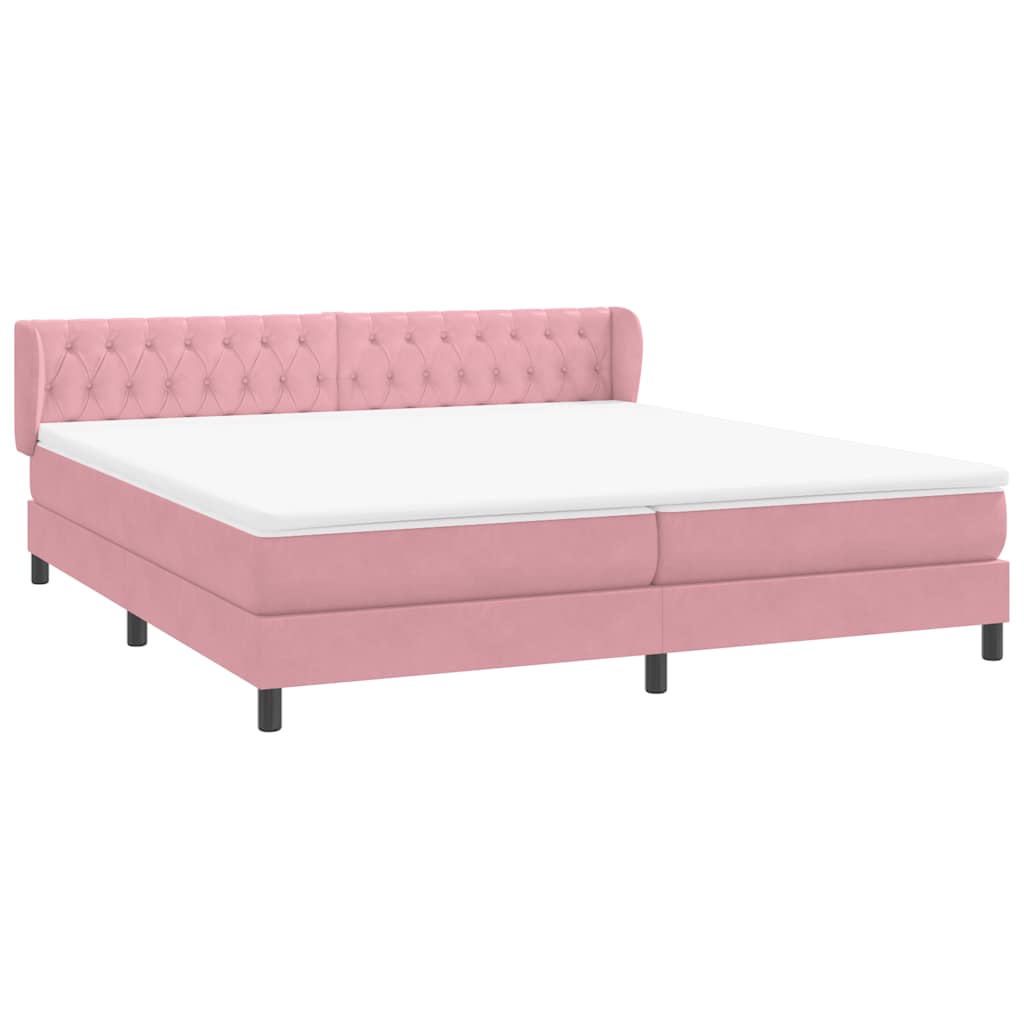 Sommier à lattes de lit avec matelas rose 180x210 cm velours - XIOS