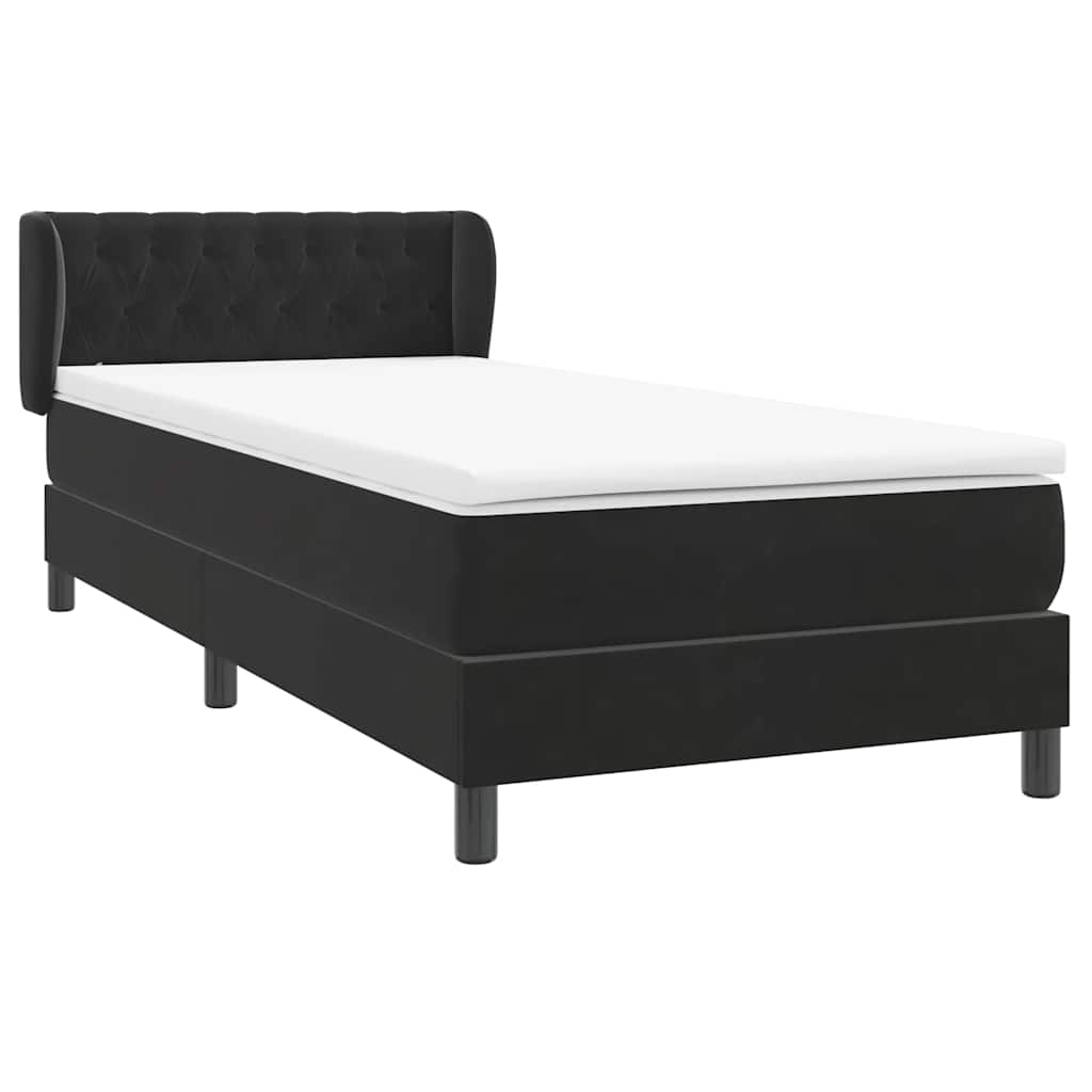 Sommier à lattes de lit avec matelas noir 80x220 cm velours - XIOS