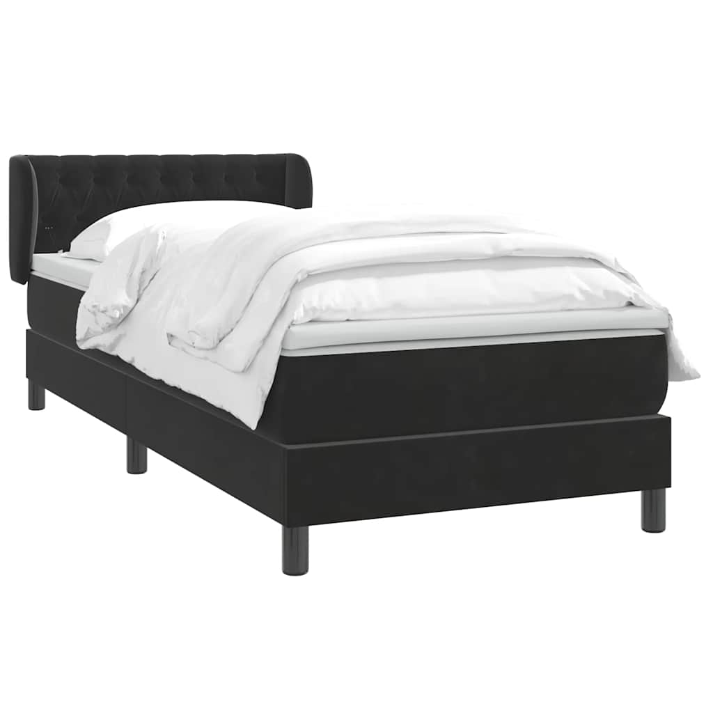 Sommier à lattes de lit avec matelas noir 90x220 cm velours - XIOS