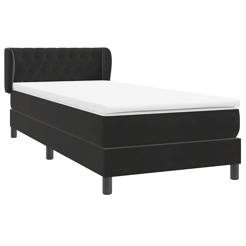 Sommier à lattes de lit avec matelas noir 90x220 cm velours - XIOS