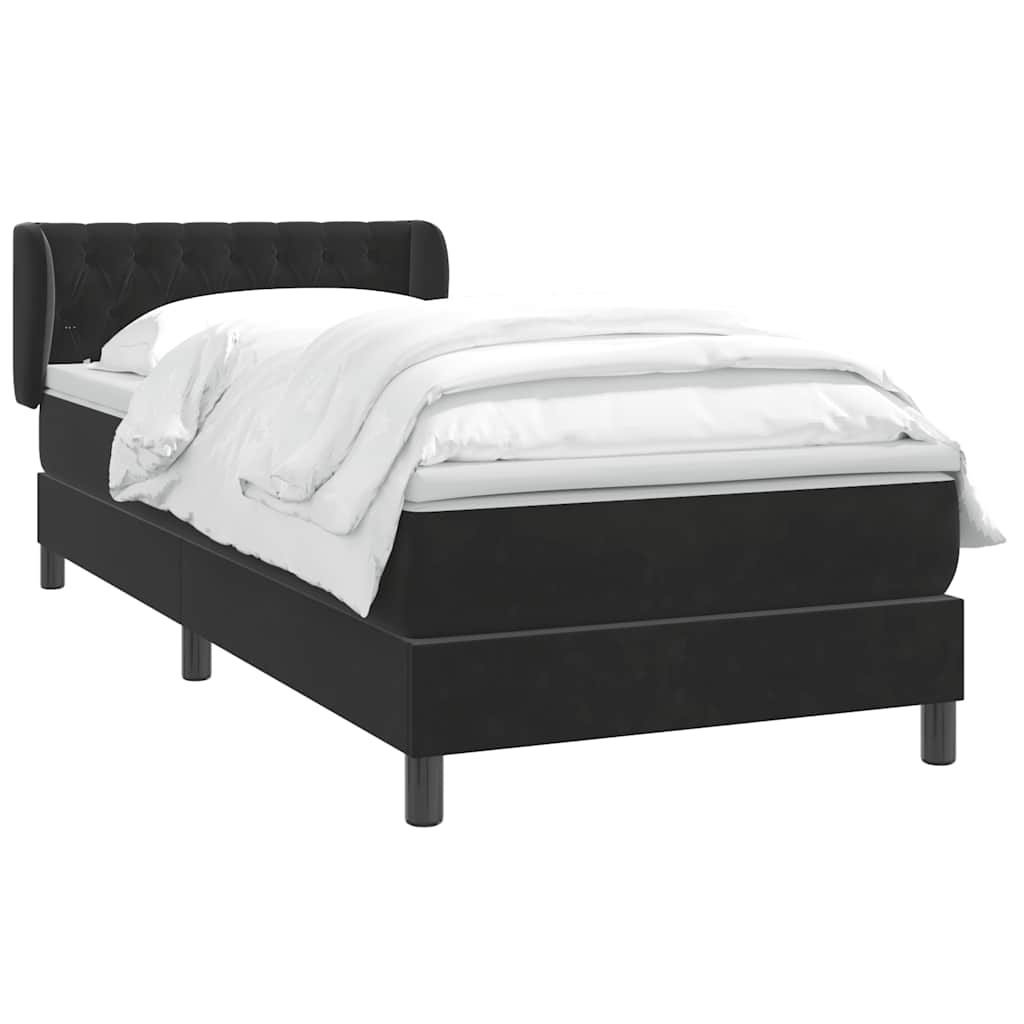 Sommier à lattes de lit avec matelas noir 100x220 cm velours - XIOS