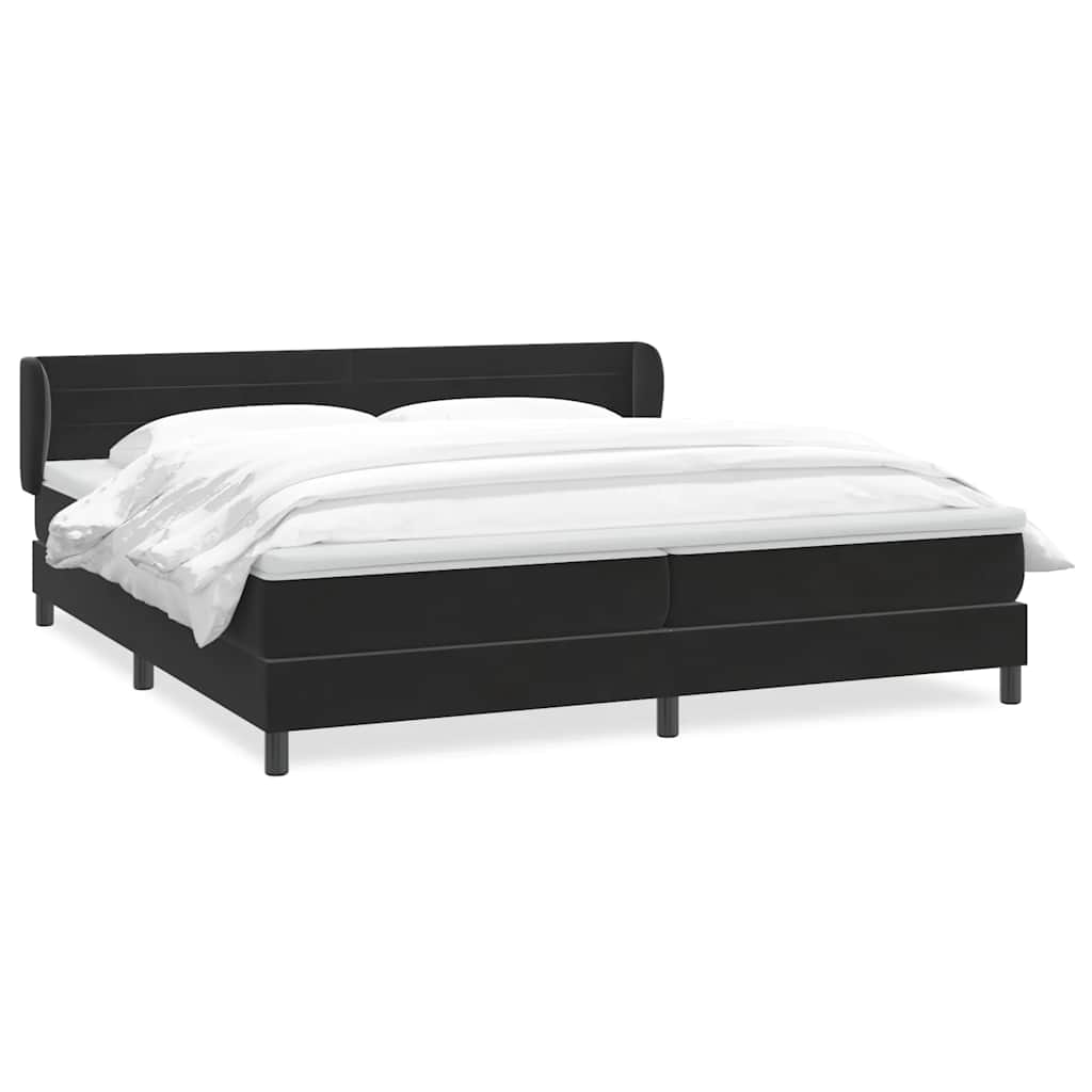 Sommier à lattes de lit avec matelas noir 200x220 cm velours - XIOS