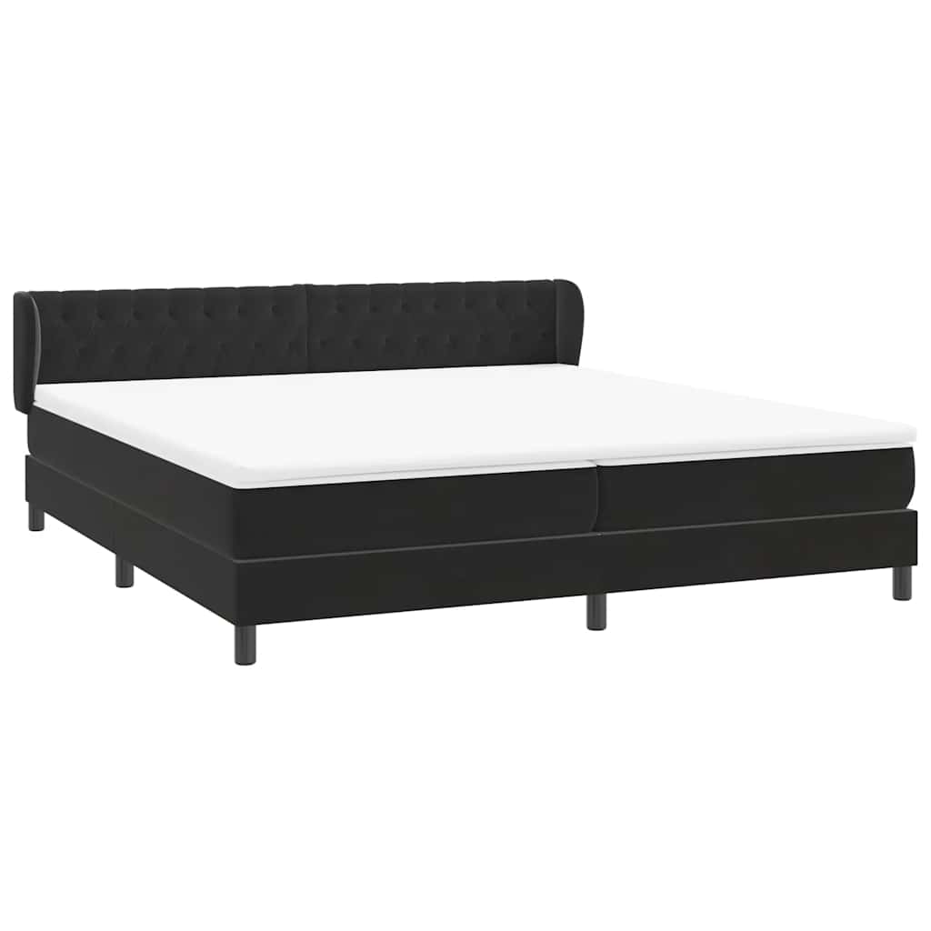 Sommier à lattes de lit avec matelas noir 200x220 cm velours - XIOS