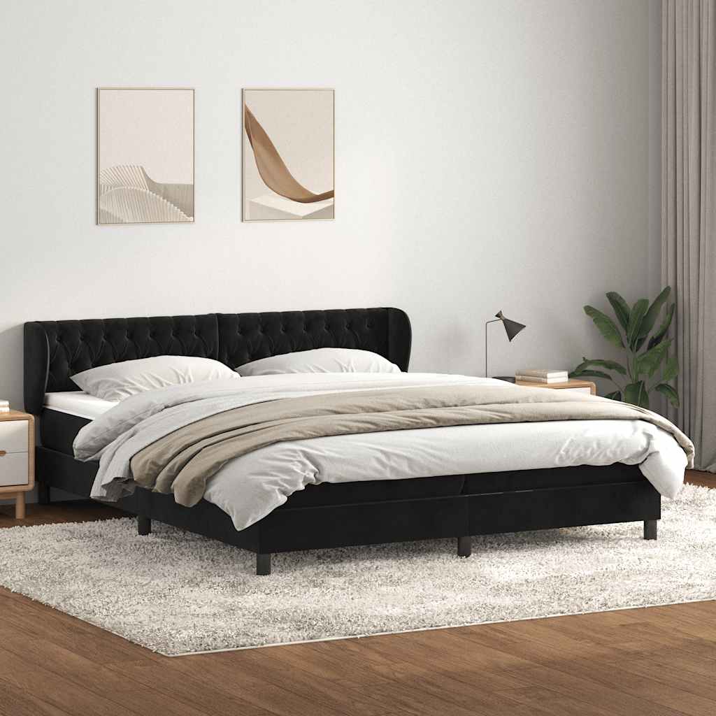 Sommier à lattes de lit avec matelas noir 200x220 cm velours - XIOS