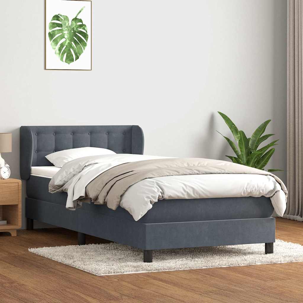 Sommier à lattes de lit et matelas gris foncé 90x210 cm velours - XIOS
