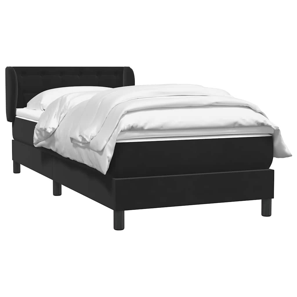 Sommier à lattes de lit avec matelas noir 90x210 cm velours - XIOS