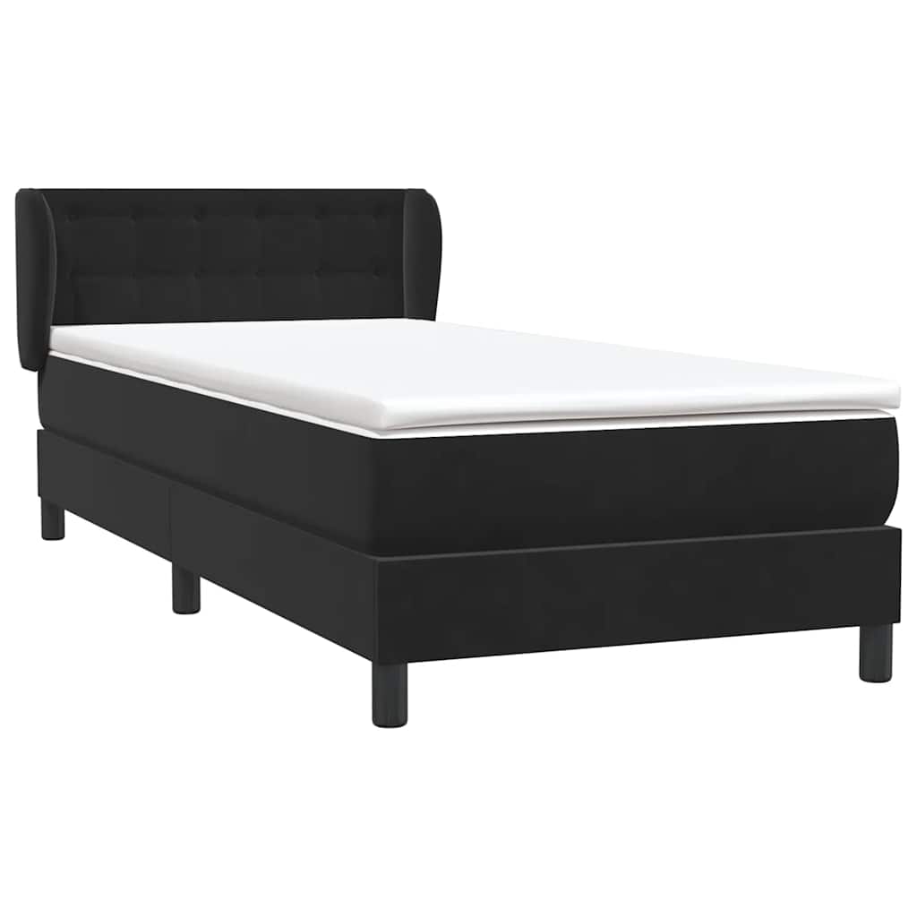Sommier à lattes de lit avec matelas noir 90x210 cm velours - XIOS
