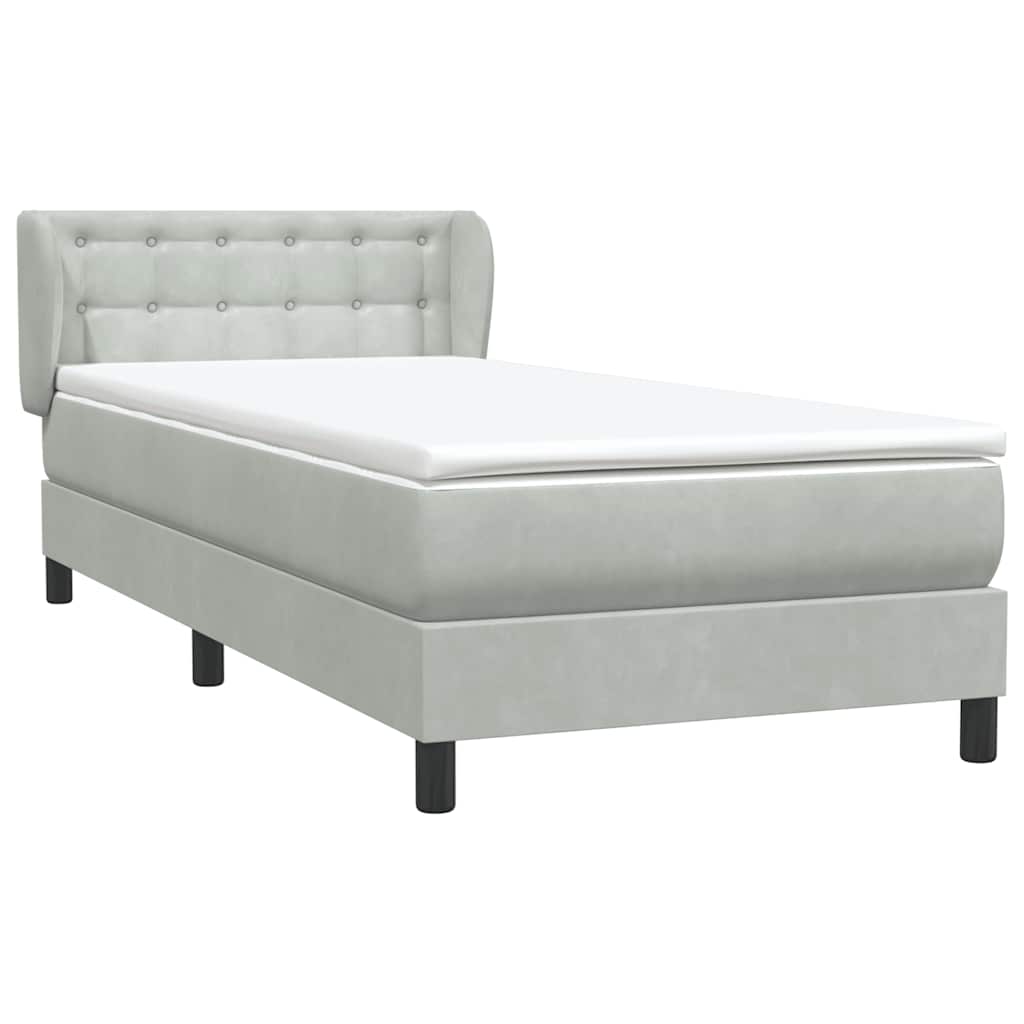 Sommier à lattes de lit et matelas gris clair 100x210cm velours - XIOS