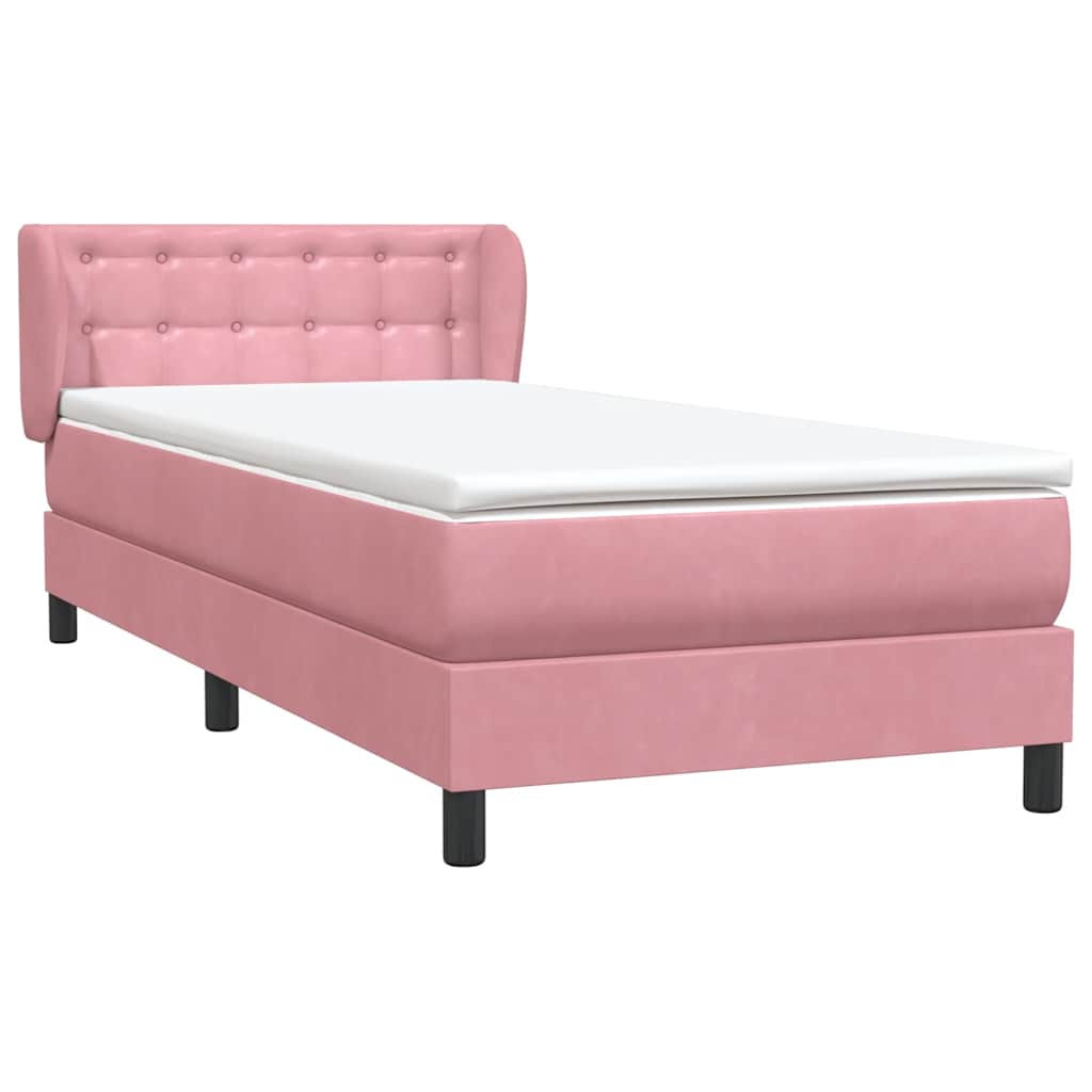 Sommier à lattes de lit avec matelas rose 100x210 cm velours - XIOS