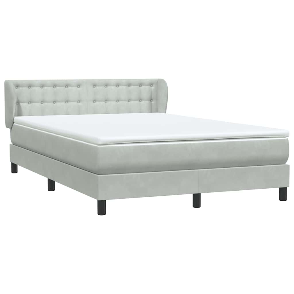 Sommier à lattes de lit et matelas gris clair 140x210cm velours - XIOS