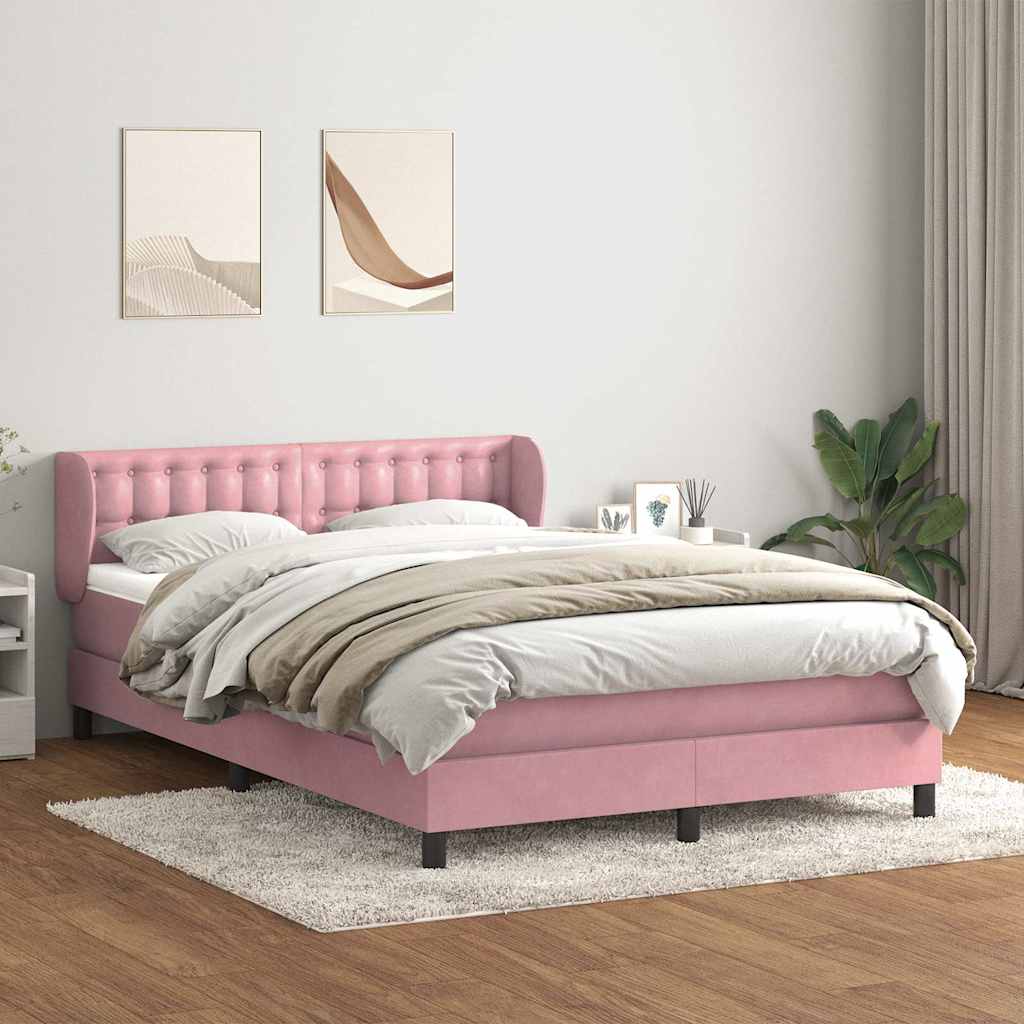Sommier à lattes de lit avec matelas rose 160x210 cm velours - XIOS