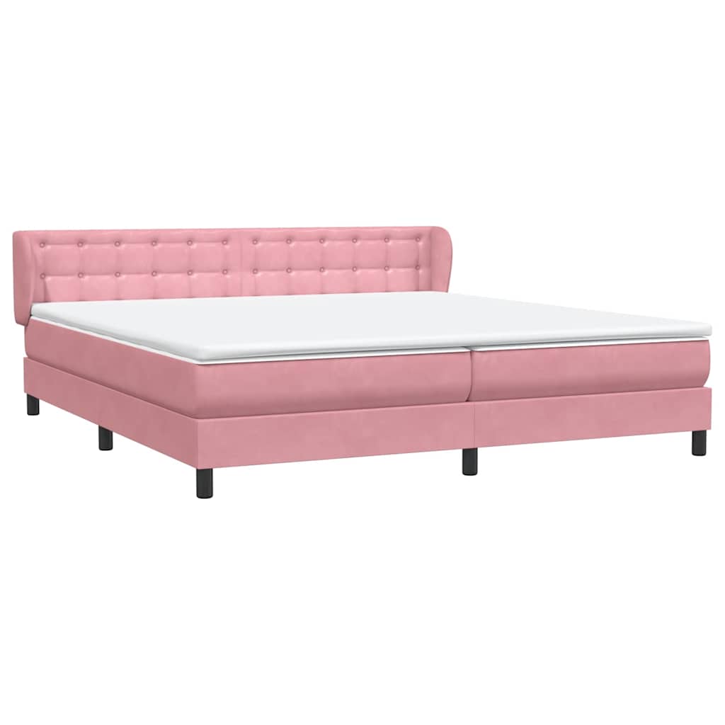 Sommier à lattes de lit avec matelas rose 180x210 cm velours - XIOS
