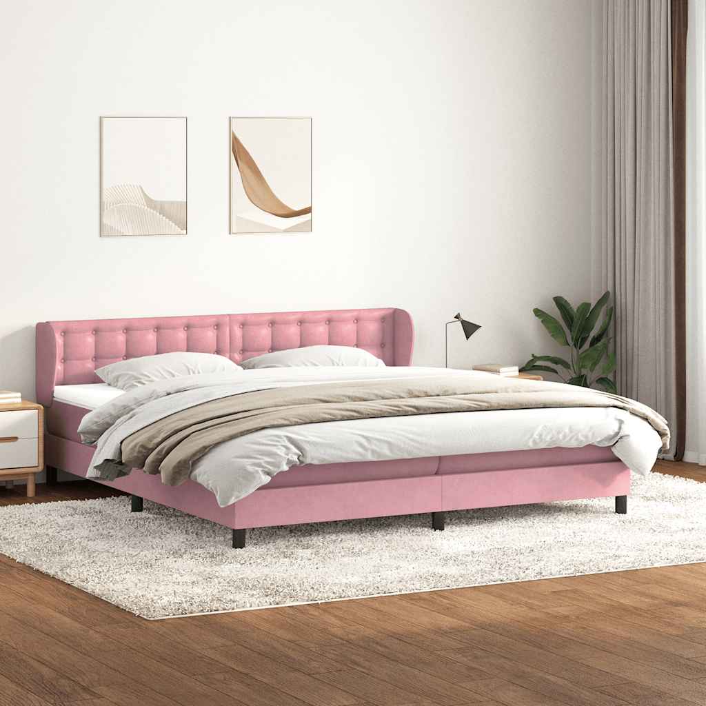 Sommier à lattes de lit avec matelas rose 180x210 cm velours - XIOS