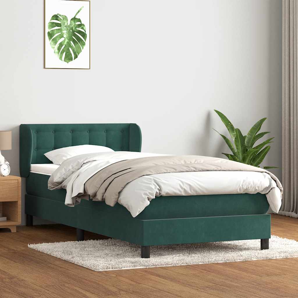 Sommier à lattes de lit et matelas vert foncé 80x220 cm velours - XIOS