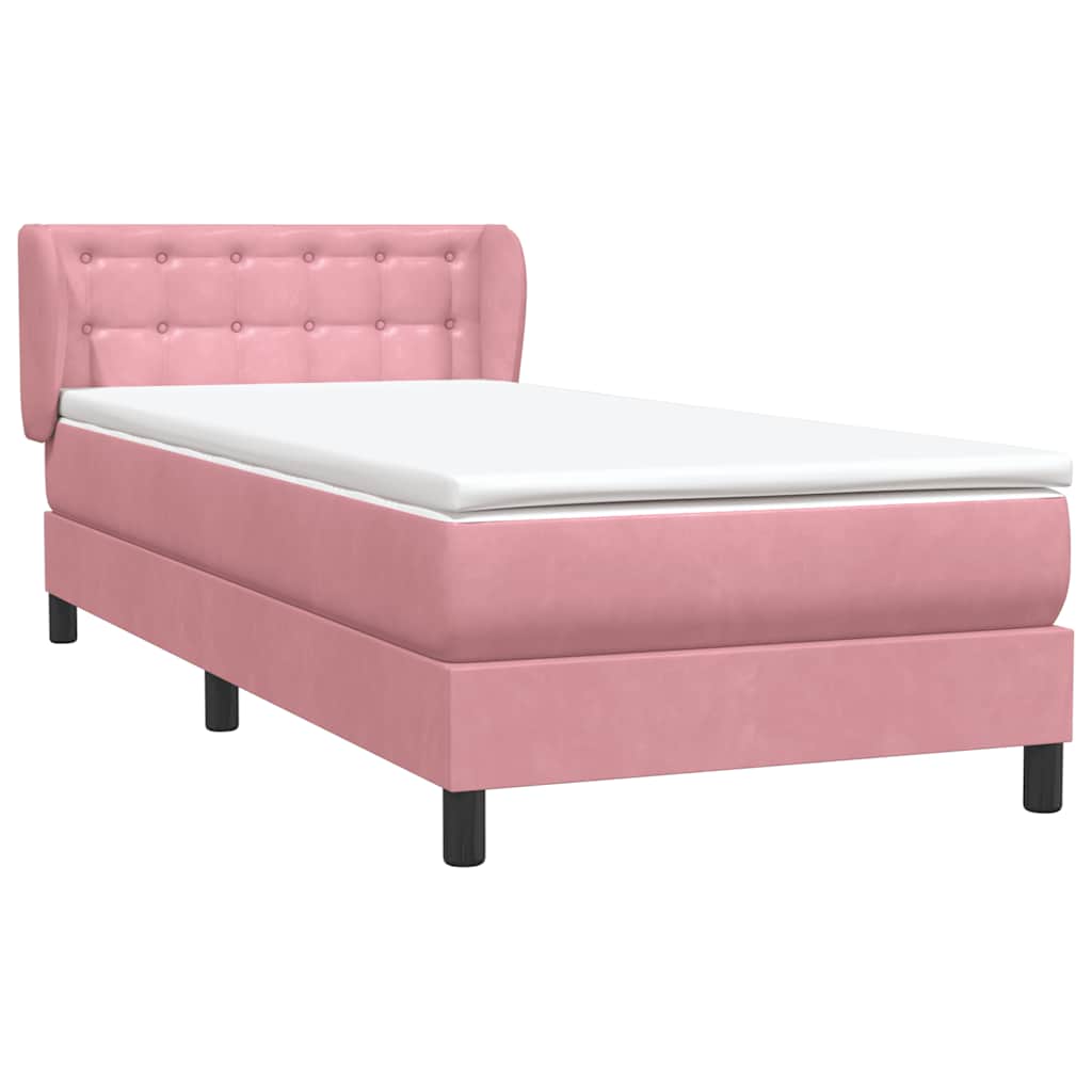 Sommier à lattes de lit avec matelas rose 80x220 cm velours - XIOS