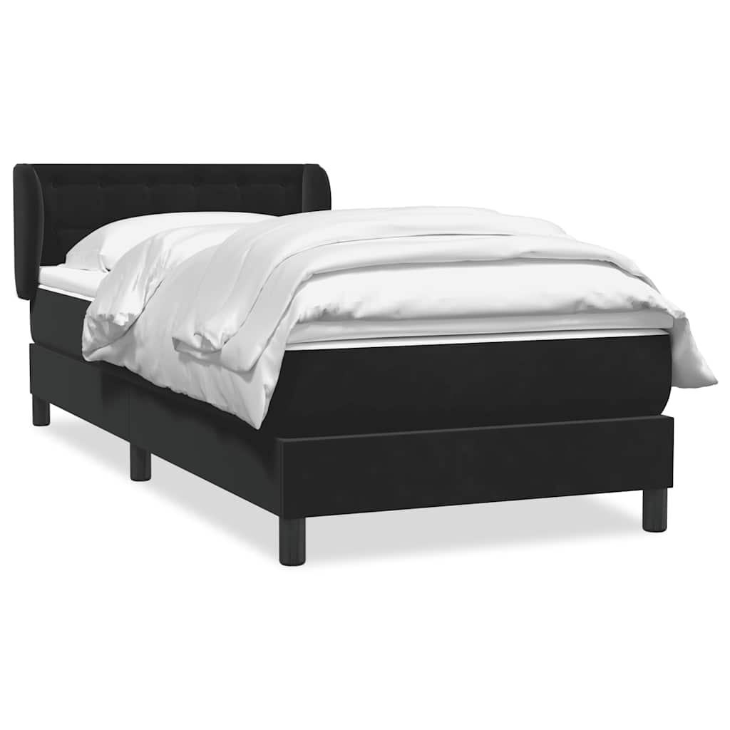 Sommier à lattes de lit avec matelas noir 90x220 cm velours - XIOS