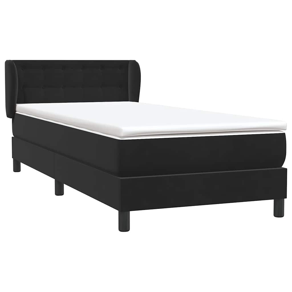 Sommier à lattes de lit avec matelas noir 90x220 cm velours - XIOS