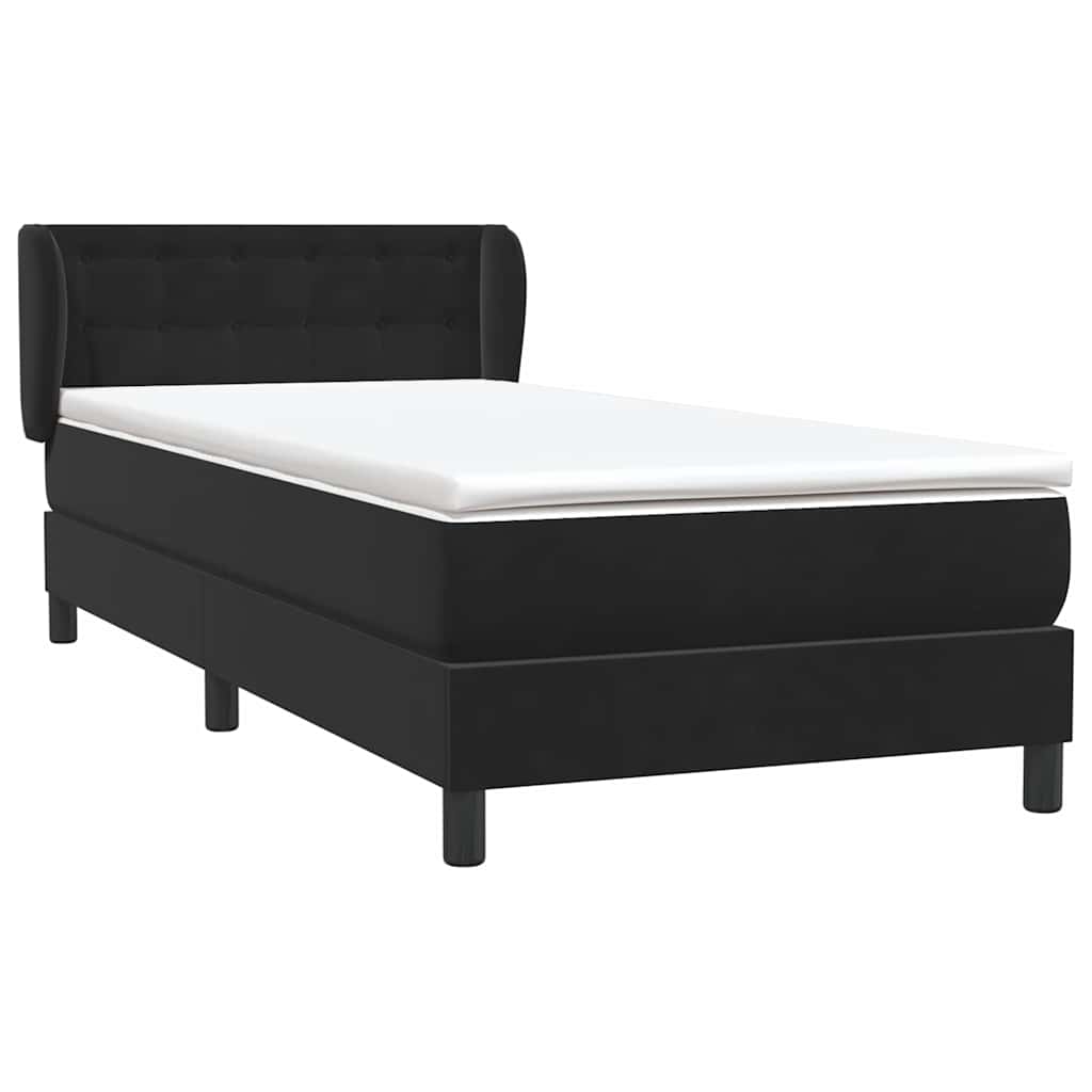 Sommier à lattes de lit avec matelas noir 100x220 cm velours - XIOS