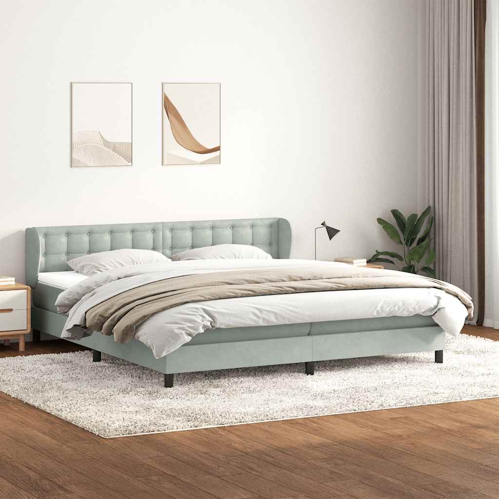 Sommier à lattes de lit et matelas gris clair 180x220cm velours - XIOS