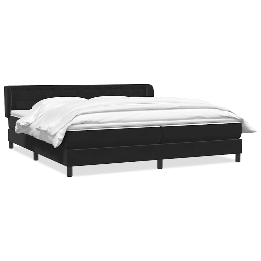 Sommier à lattes de lit avec matelas noir 200x220 cm velours - XIOS