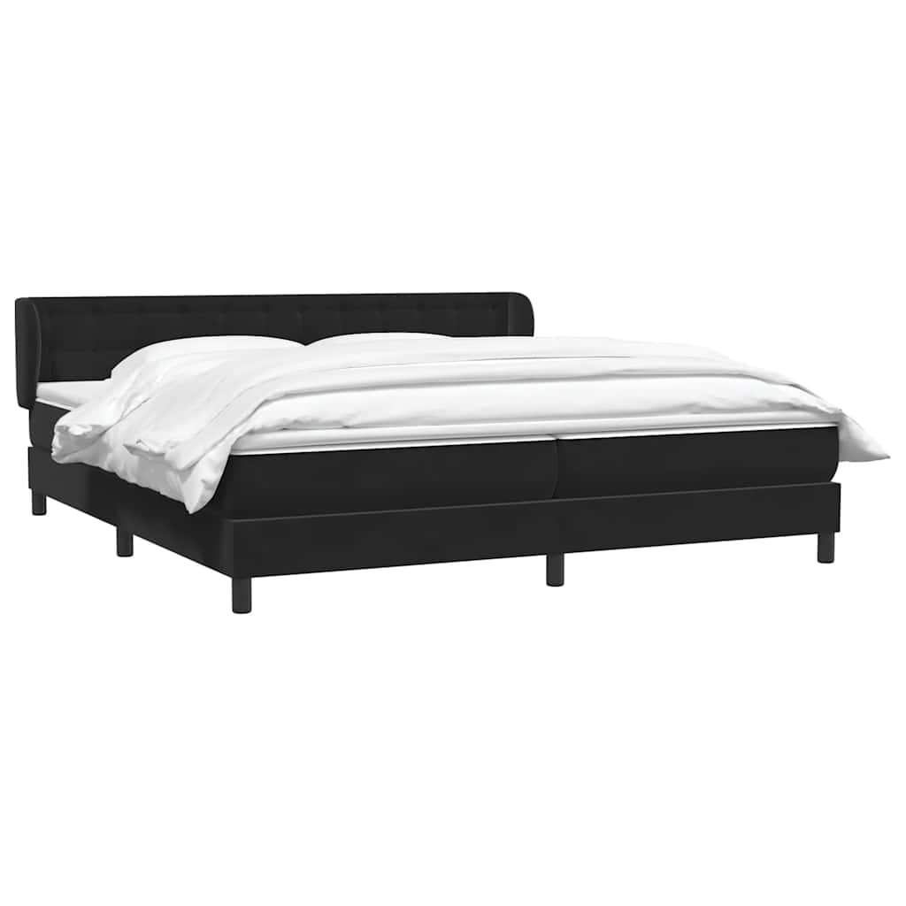 Sommier à lattes de lit avec matelas noir 200x220 cm velours - XIOS