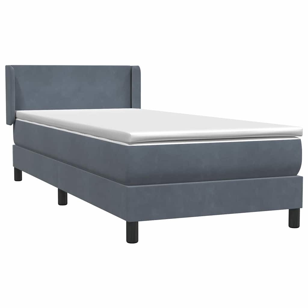 Sommier à lattes de lit et matelas gris foncé 90x210 cm velours - XIOS