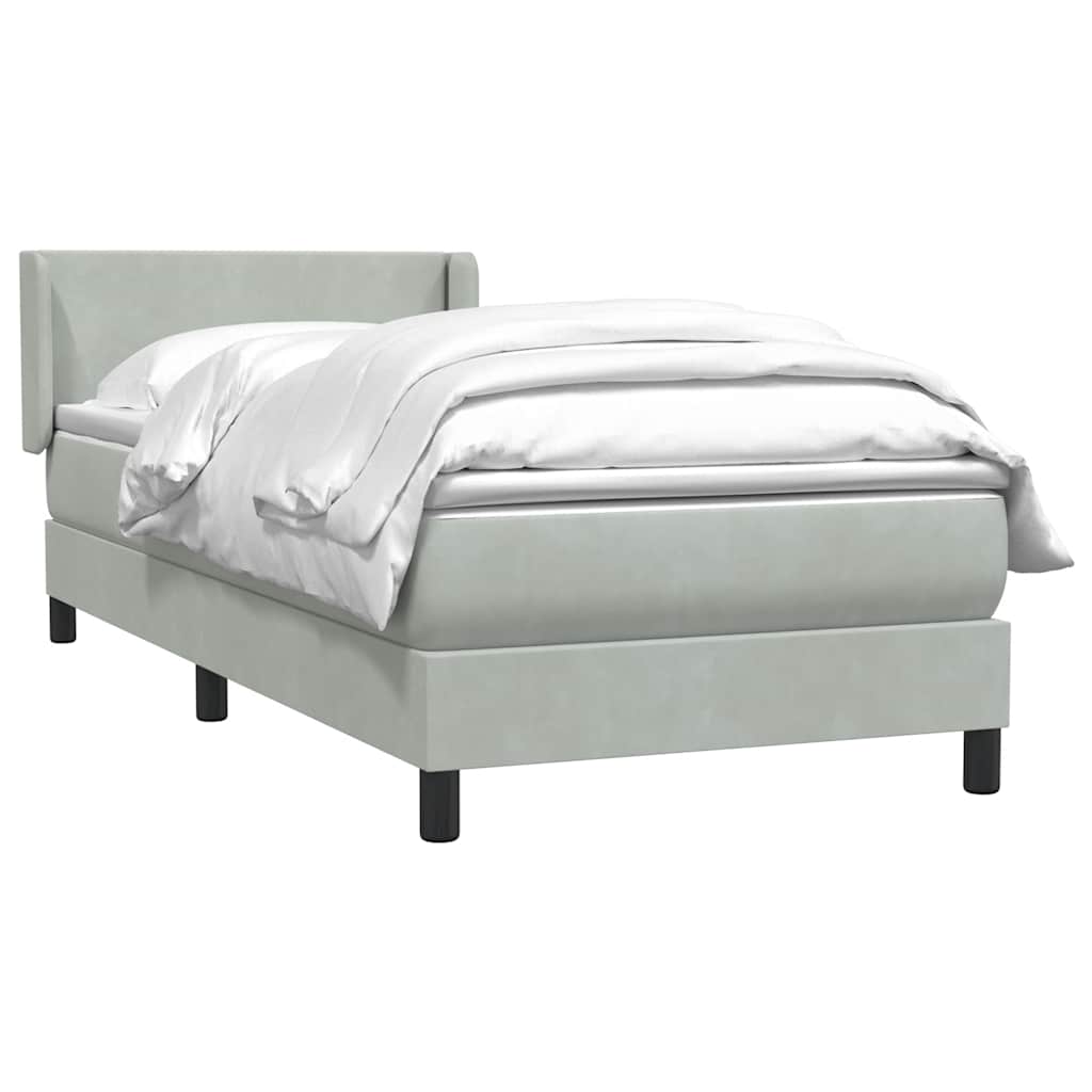 Sommier à lattes de lit et matelas gris clair 100x210cm velours - XIOS