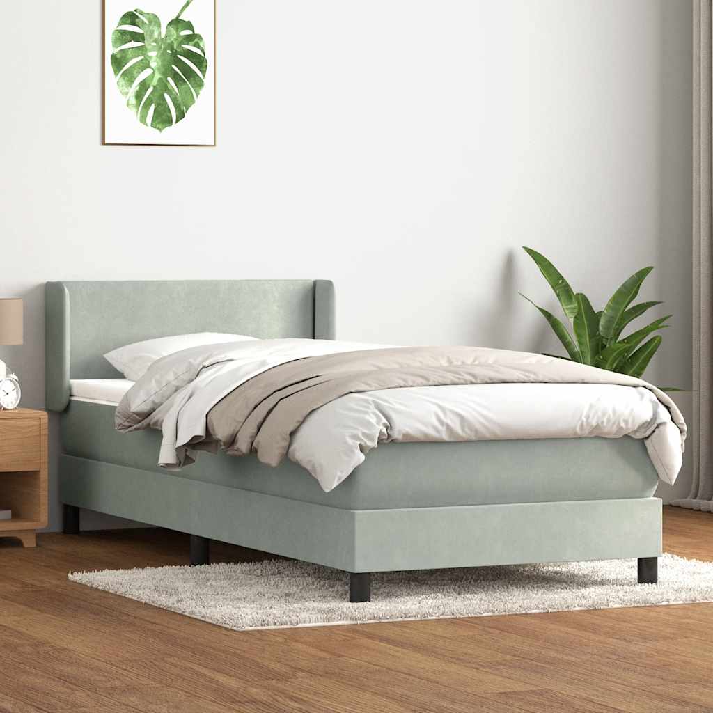 Sommier à lattes de lit et matelas gris clair 100x210cm velours - XIOS
