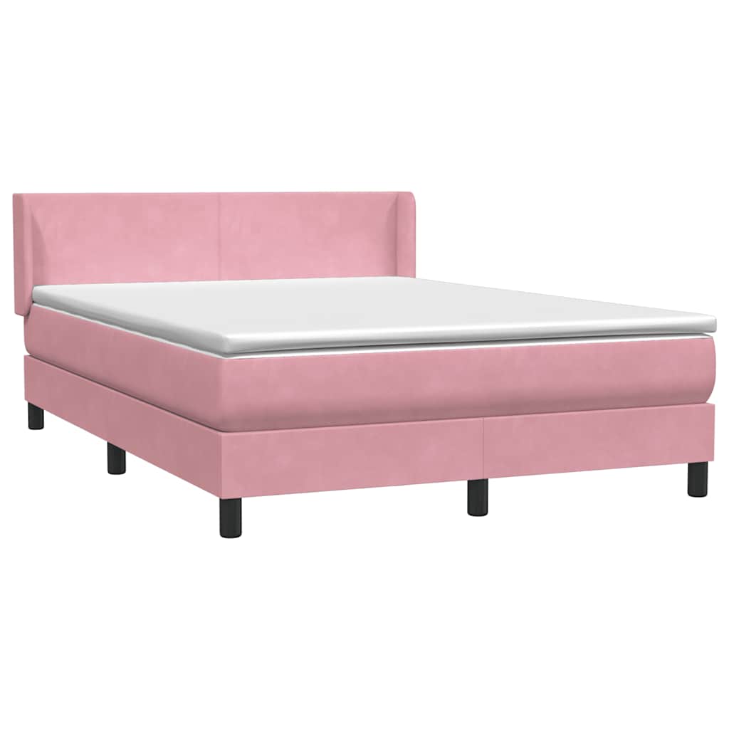 Sommier à lattes de lit avec matelas rose 140x210 cm velours - XIOS