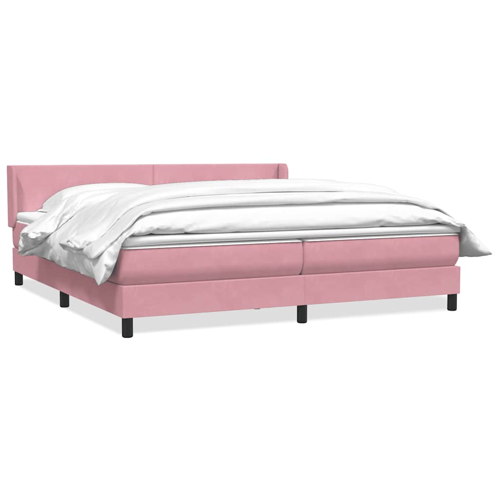 Sommier à lattes de lit avec matelas rose 180x210 cm velours - XIOS