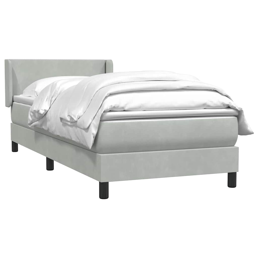 Sommier à lattes de lit et matelas gris clair 80x220 cm velours - XIOS