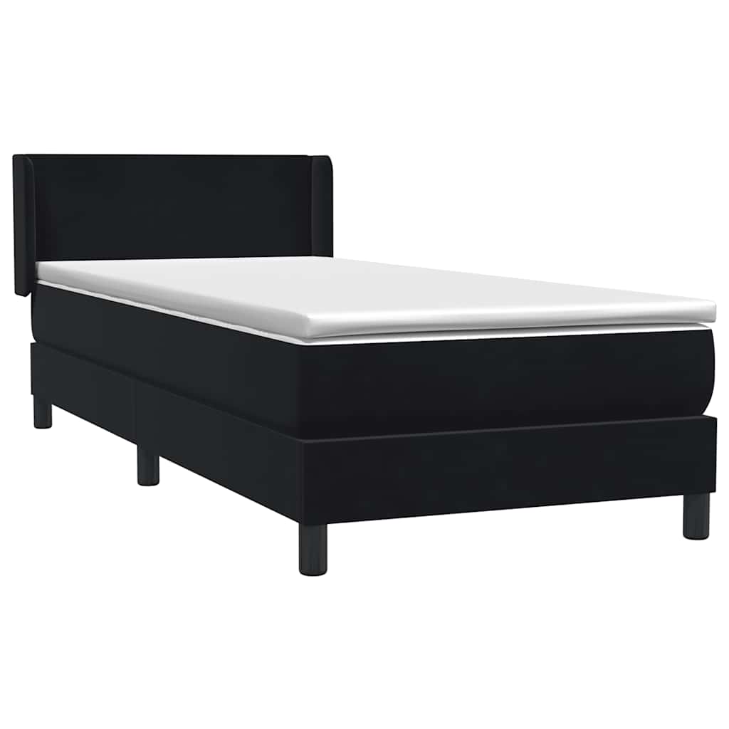 Sommier à lattes de lit avec matelas noir 80x220 cm velours - XIOS