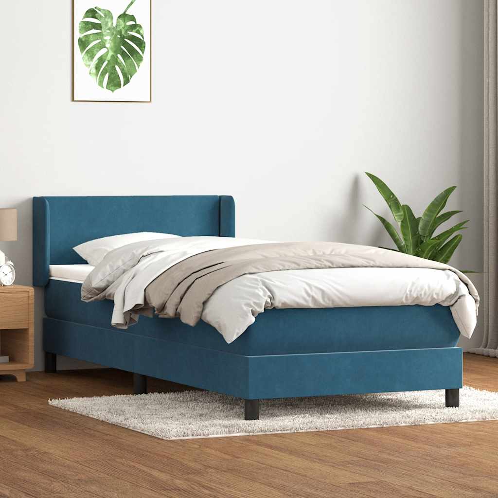 Sommier à lattes de lit et matelas bleu foncé 80x220 cm velours - XIOS