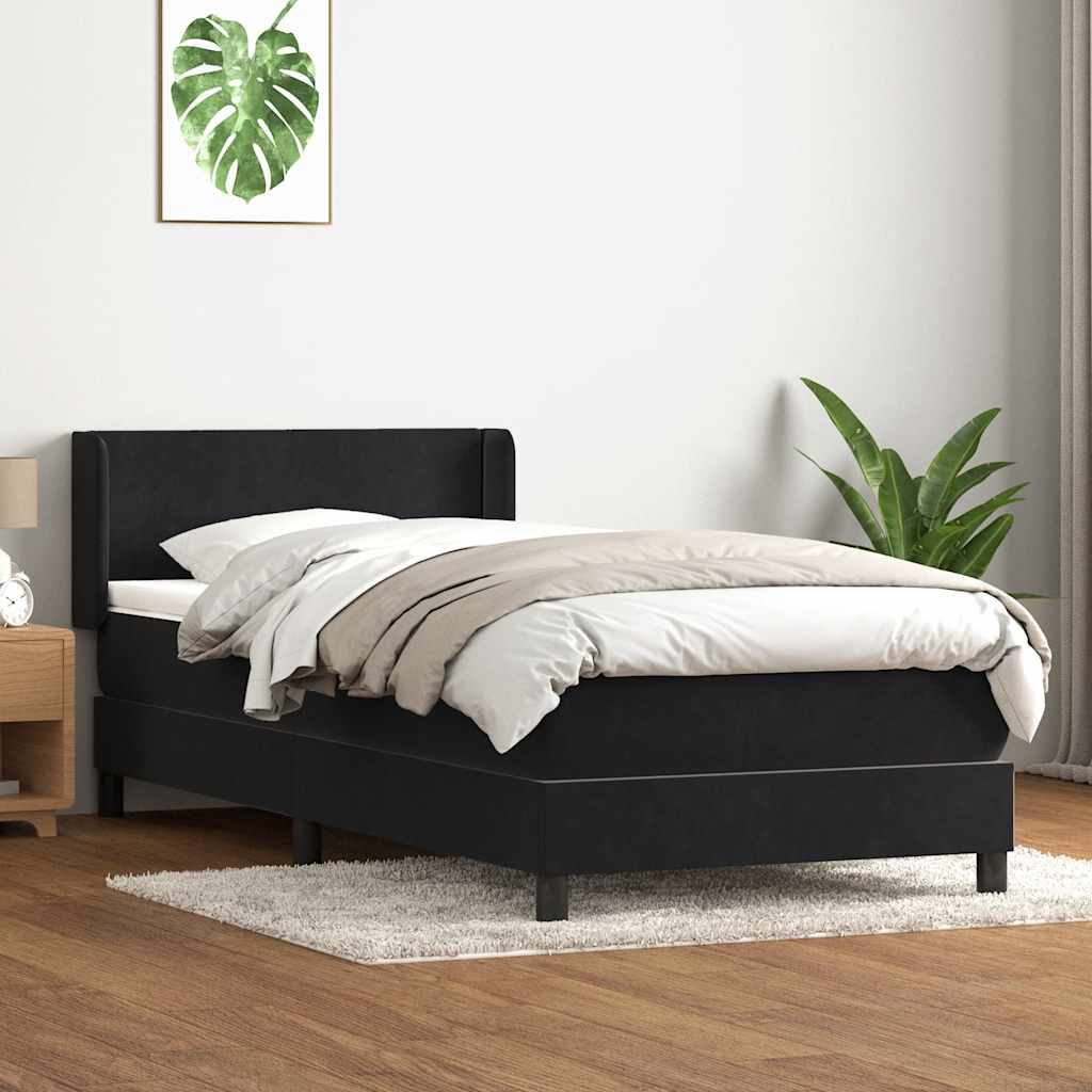 Sommier à lattes de lit avec matelas noir 90x220 cm velours - XIOS