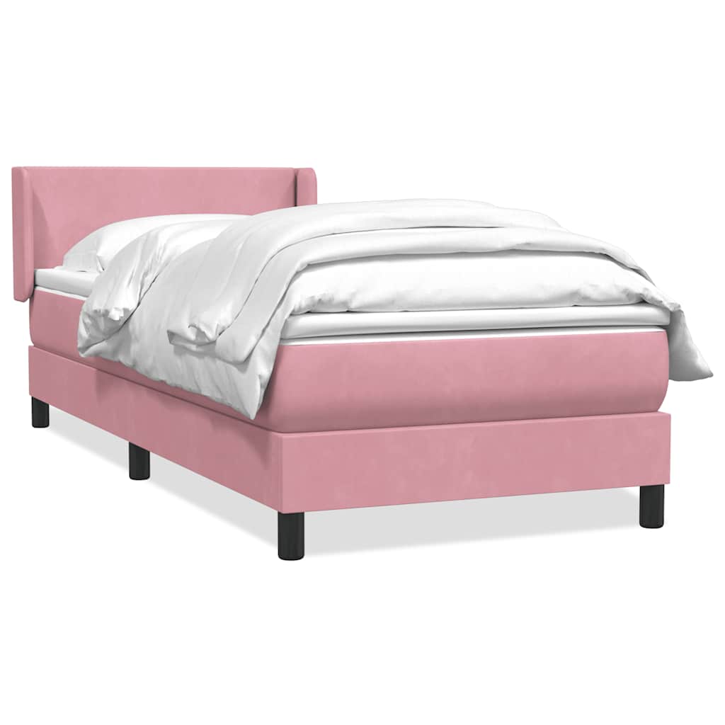 Sommier à lattes de lit avec matelas rose 100x220 cm velours - XIOS