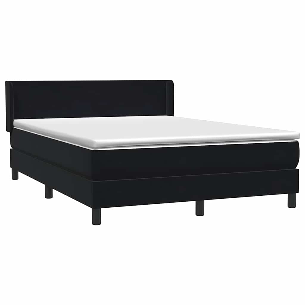 Sommier à lattes de lit avec matelas noir 140x220 cm velours - XIOS