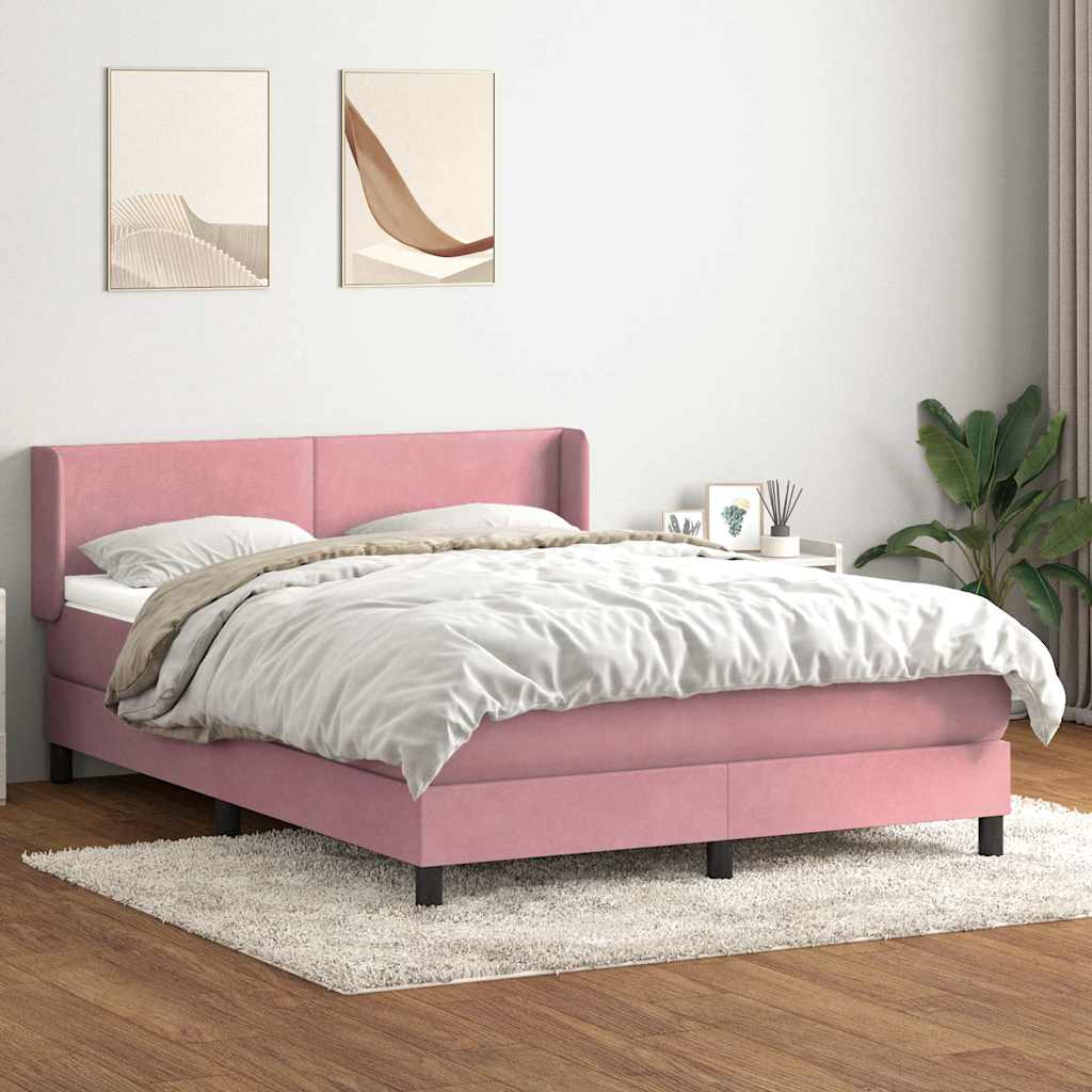Sommier à lattes de lit avec matelas rose 140x220 cm velours - XIOS