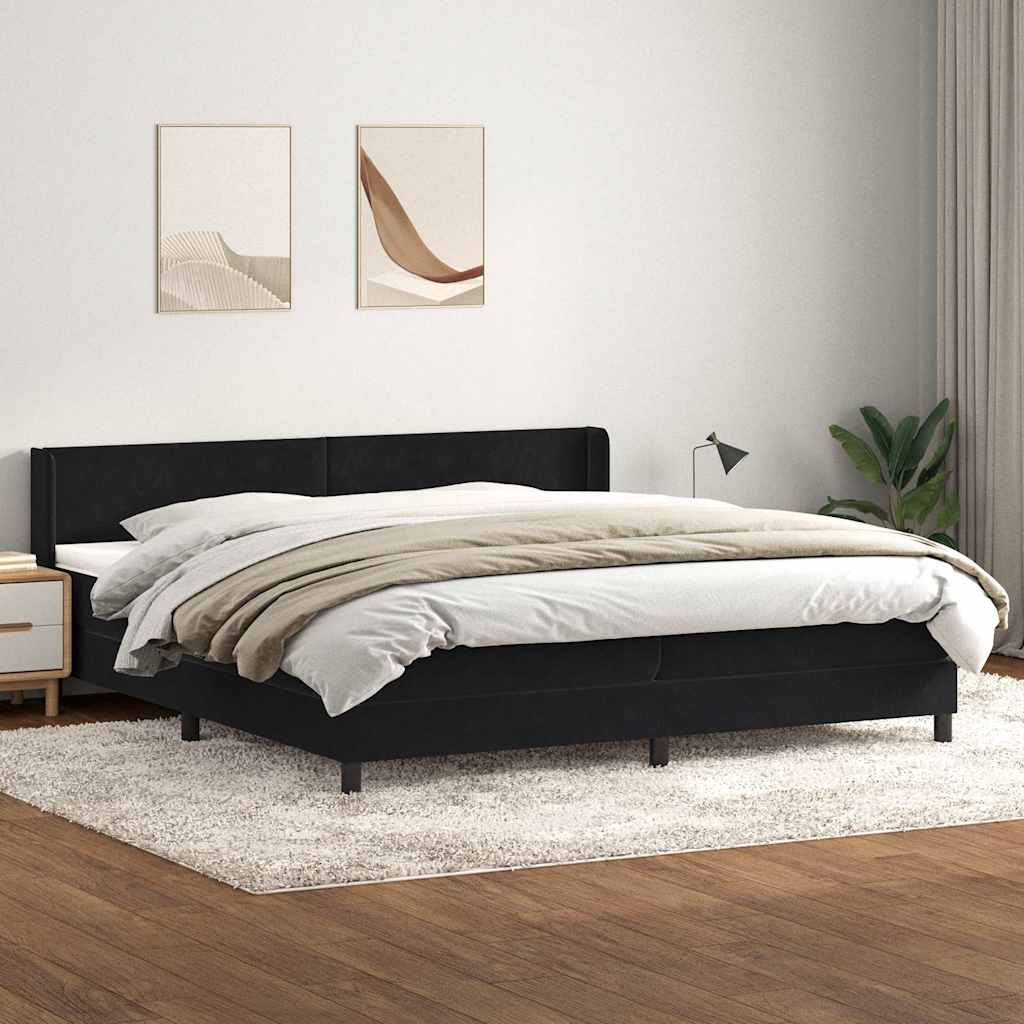 Sommier à lattes de lit avec matelas noir 200x220 cm velours - XIOS