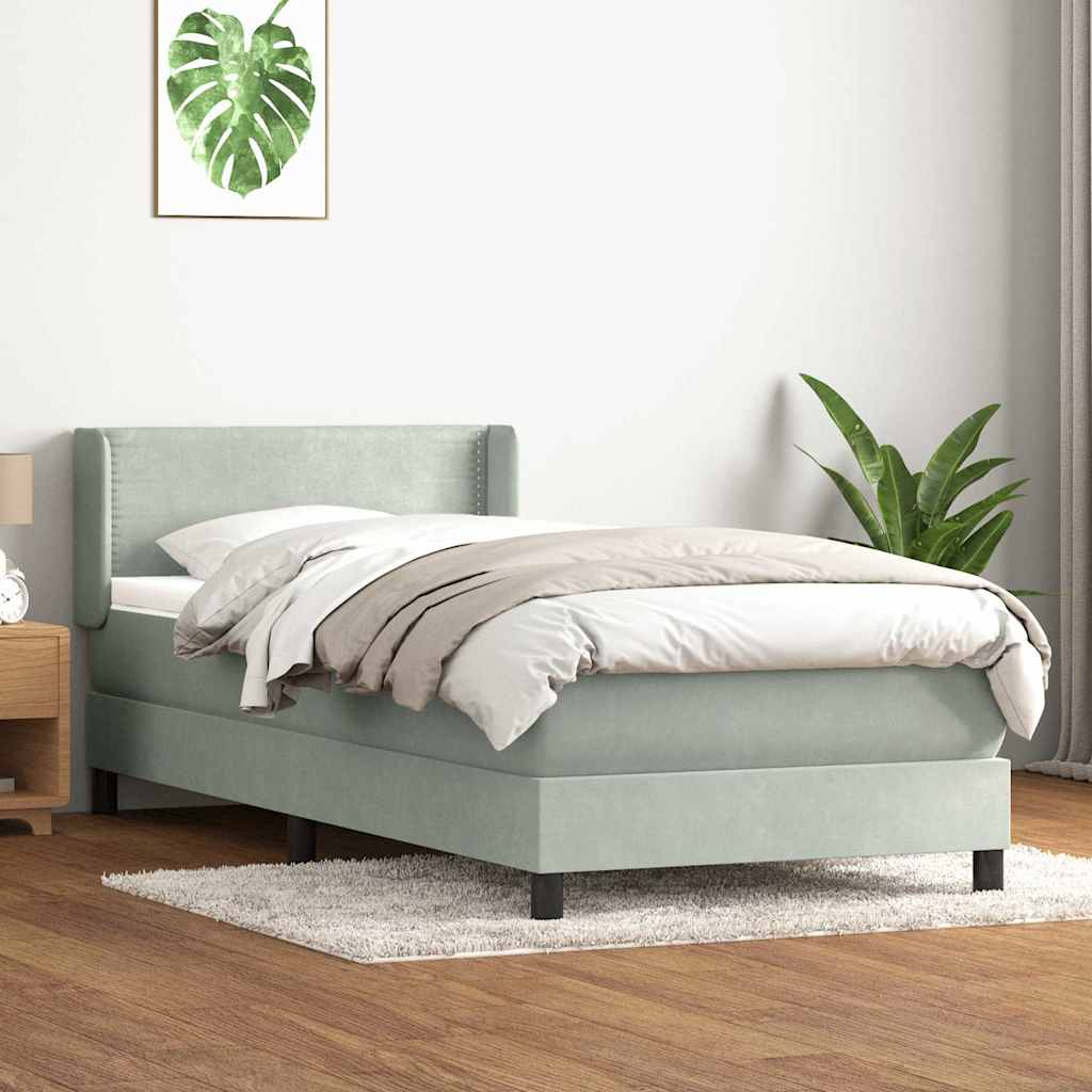 Sommier à lattes de lit et matelas gris clair 80x210 cm velours - XIOS