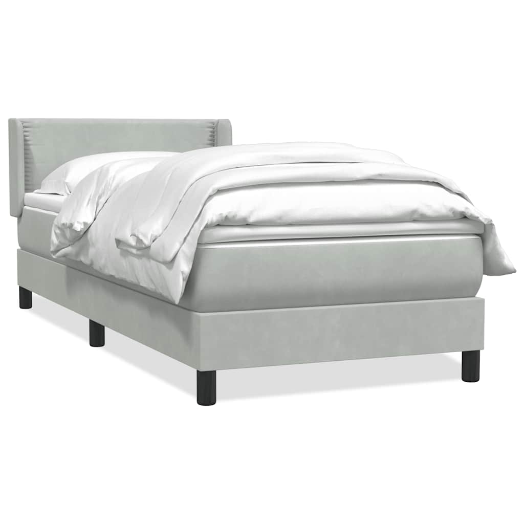 Sommier à lattes de lit et matelas gris clair 90x210 cm velours - XIOS