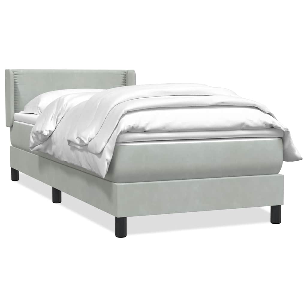 Sommier à lattes de lit et matelas gris clair 100x210cm velours - XIOS